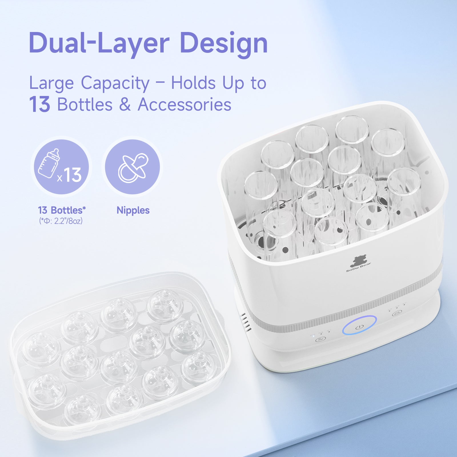 Snow Bear Bottle Sterilizer Dryer,6-in-1 Smart Steam Bottle Sterilizer