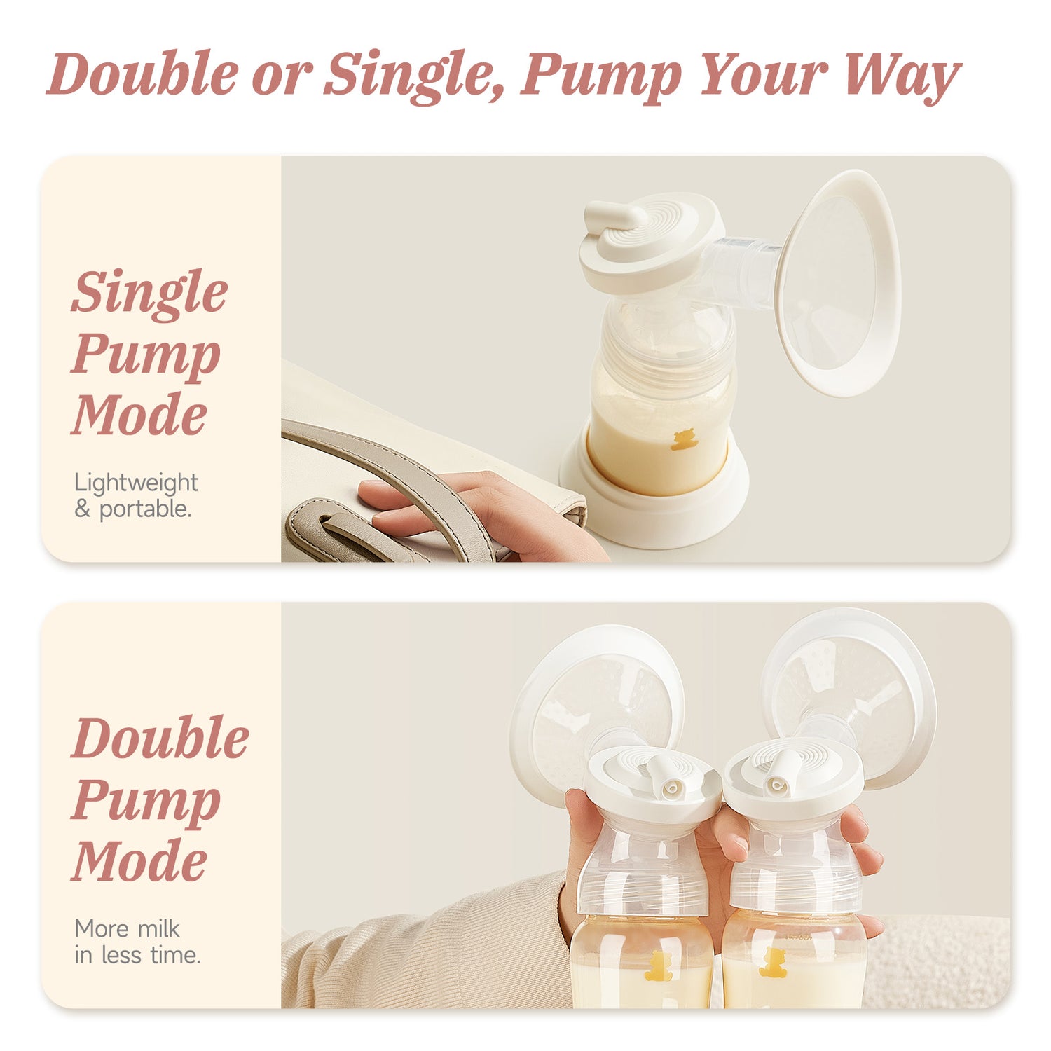 Snow Bear 2500mAh Electric Breast Pump,4 Pumping Modes 9 Intensity Levels
