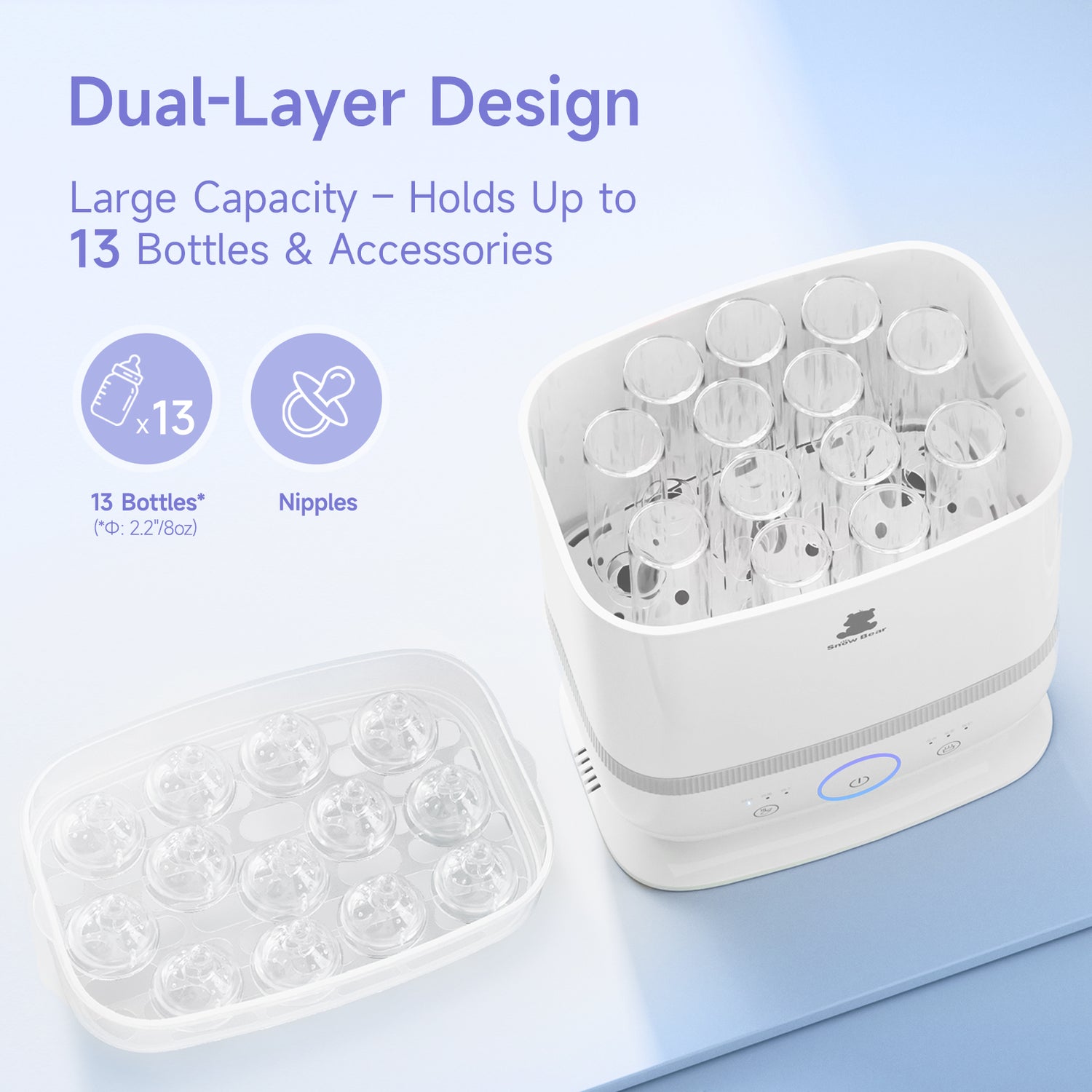 Snow Bear Bottle Sterilizer Dryer,6-in-1 Smart Steam Bottle Sterilizer