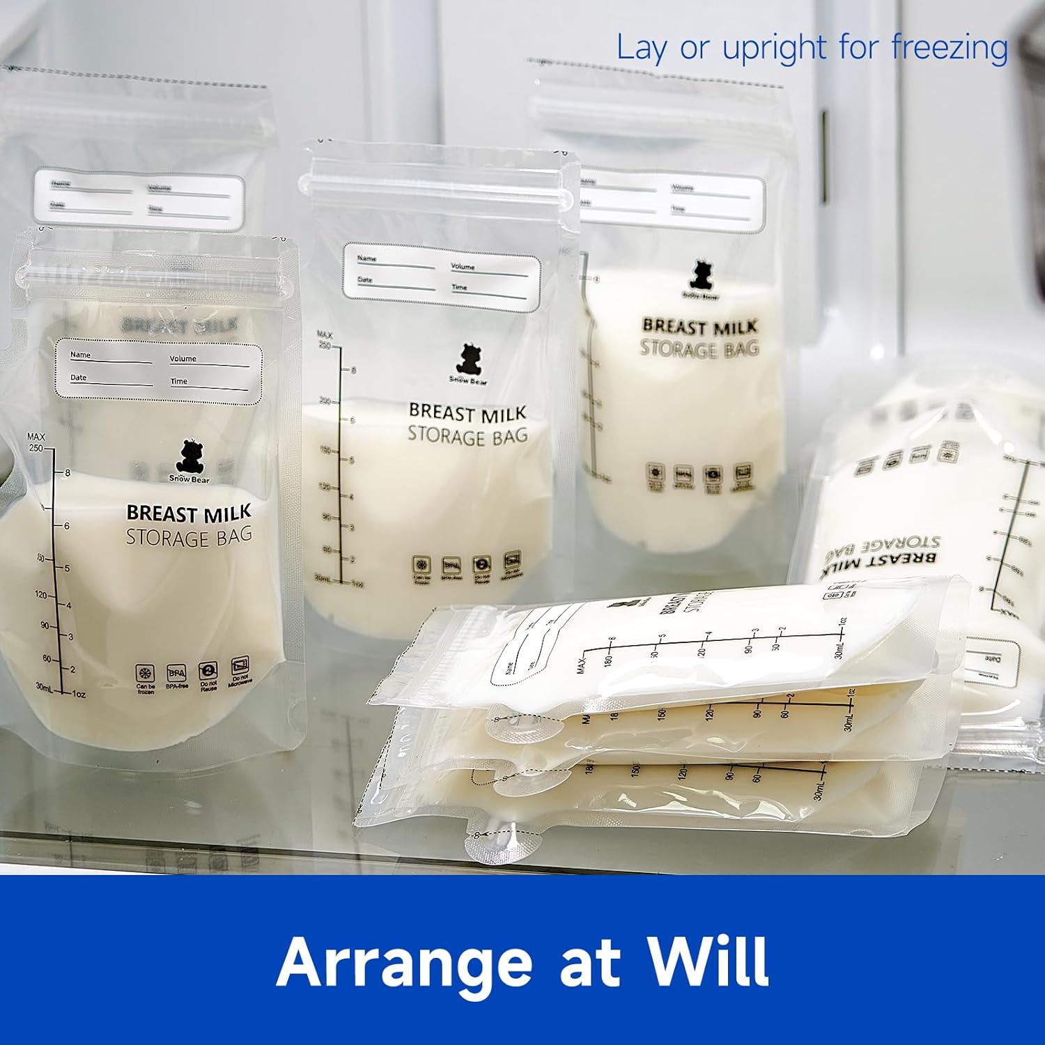 Snow Bear 120Pcs Breastmilk Storage Bag for Freezer