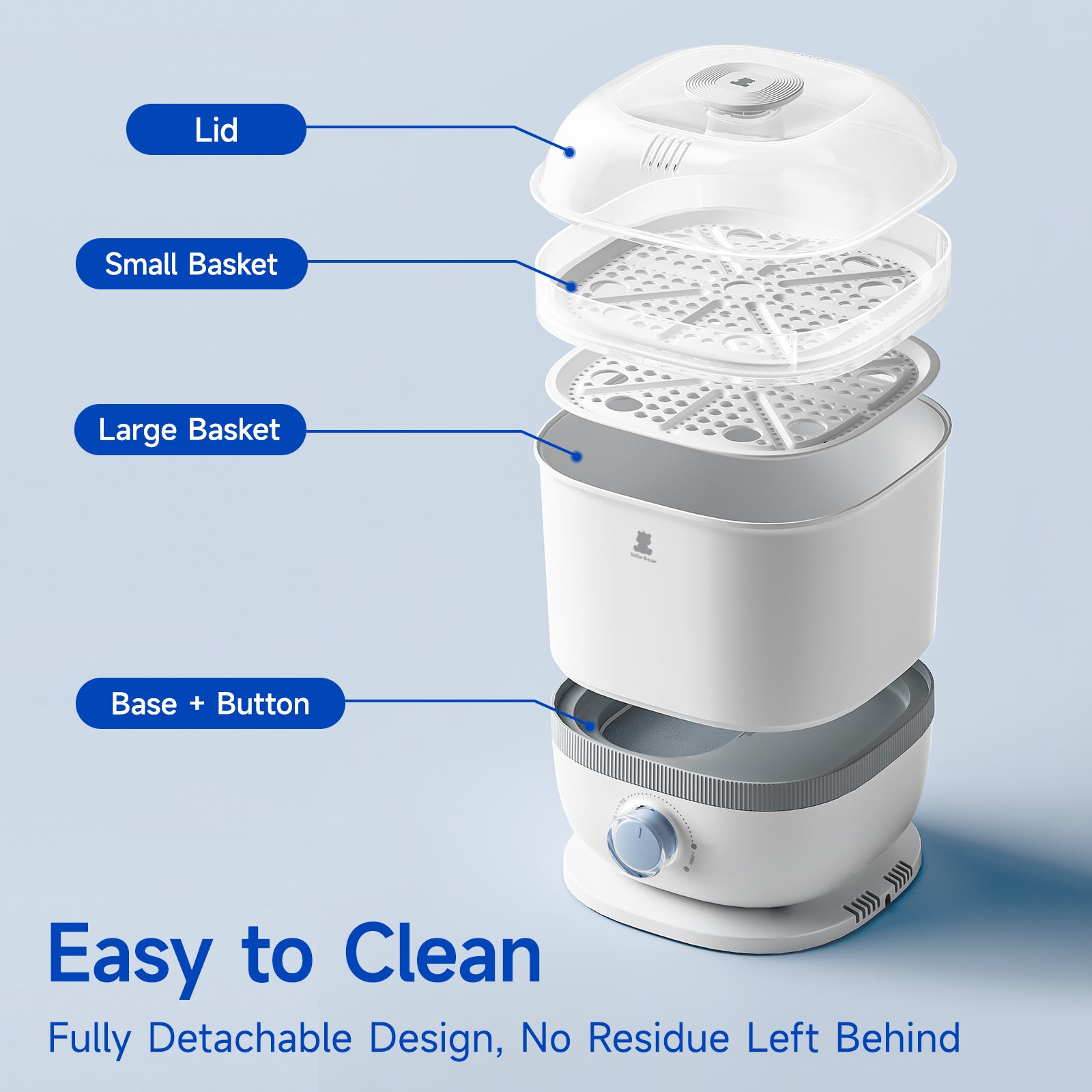 Snow Bear Baby Bottle Sterilizer Dryer,6-in-1 Steam Bottle Sterilizer