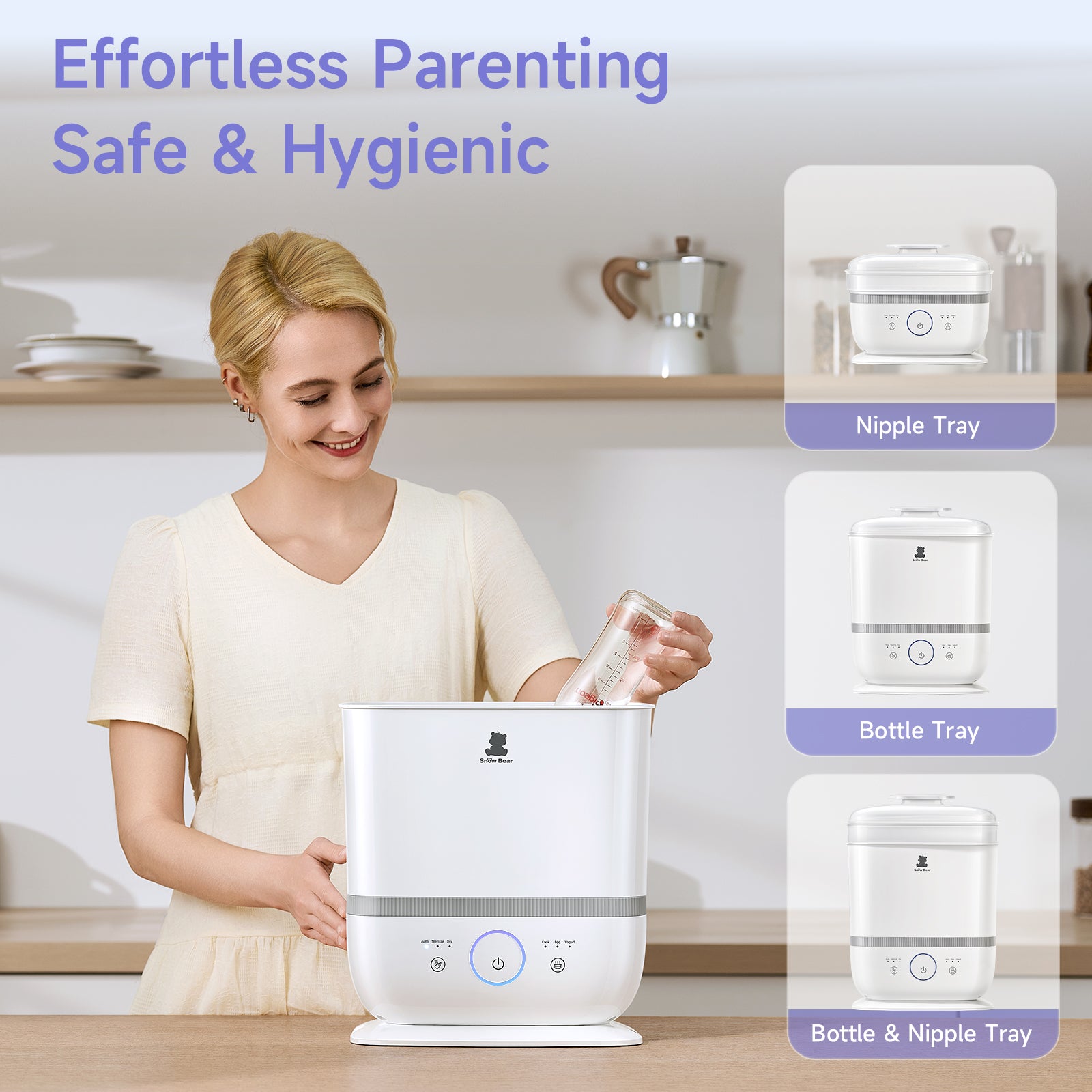 Snow Bear Bottle Sterilizer Dryer,6-in-1 Smart Steam Bottle Sterilizer
