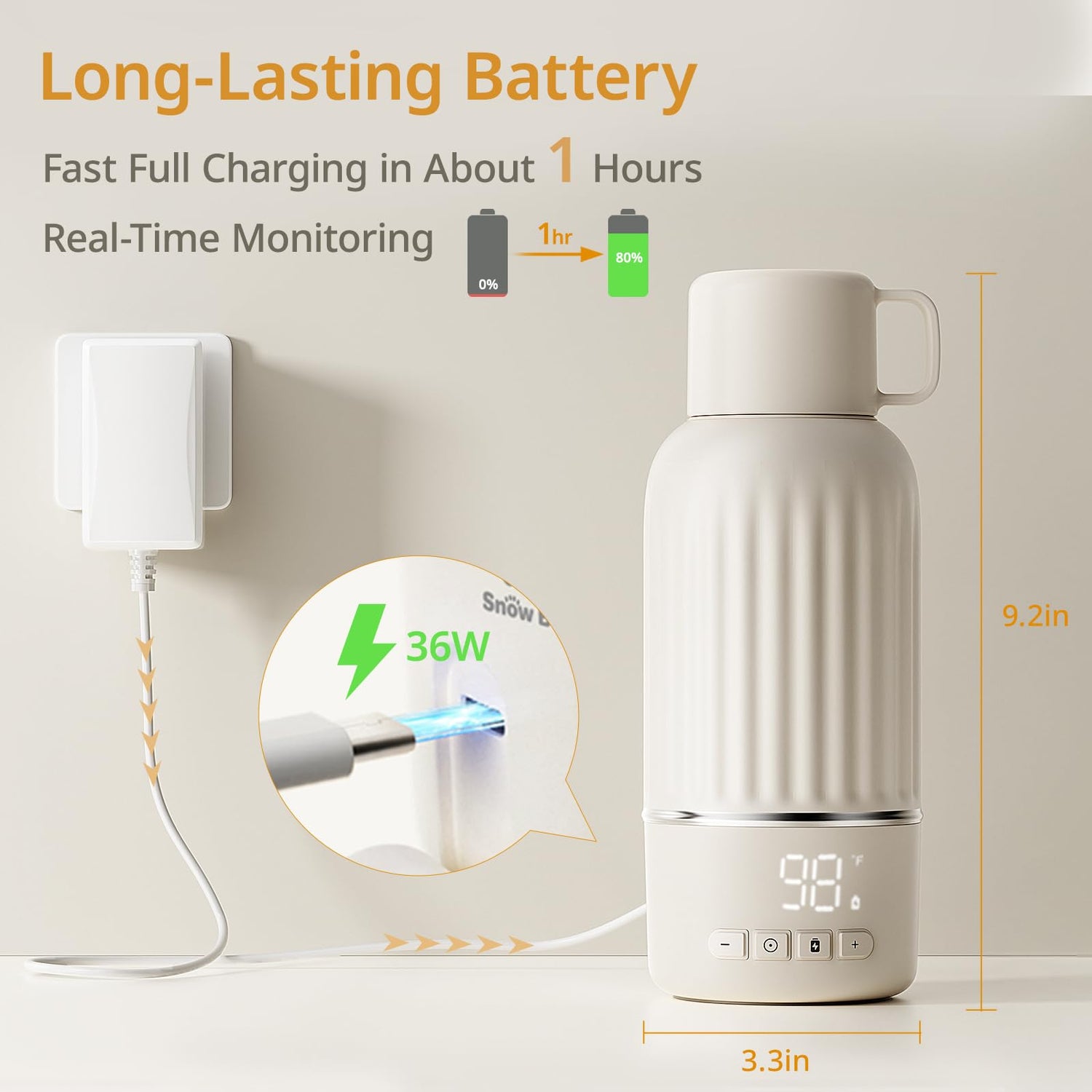 Snow Bear Portable Bottle Warmer for Travel 17oz (Standard / Fast Charge)