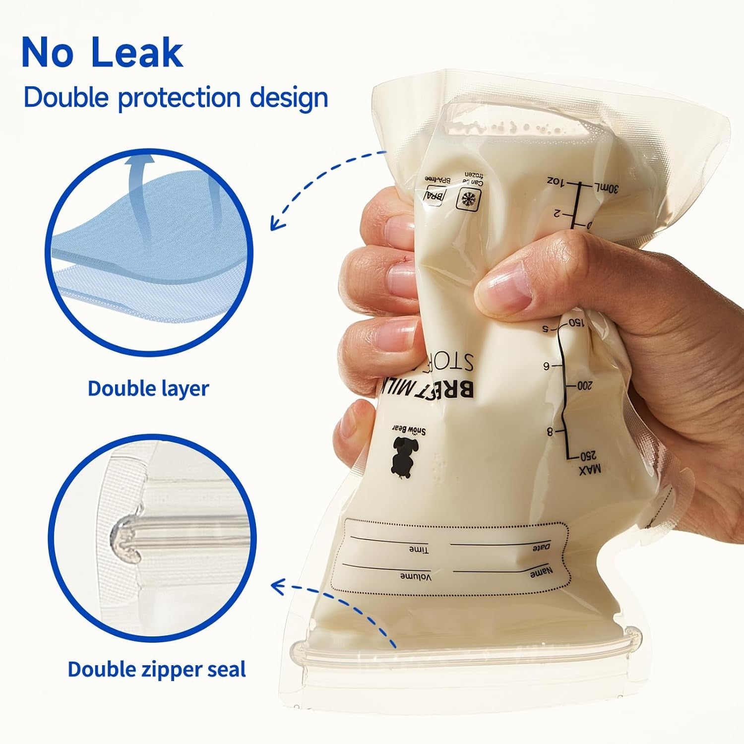 Snow Bear 120Pcs Breastmilk Storage Bag for Freezer 